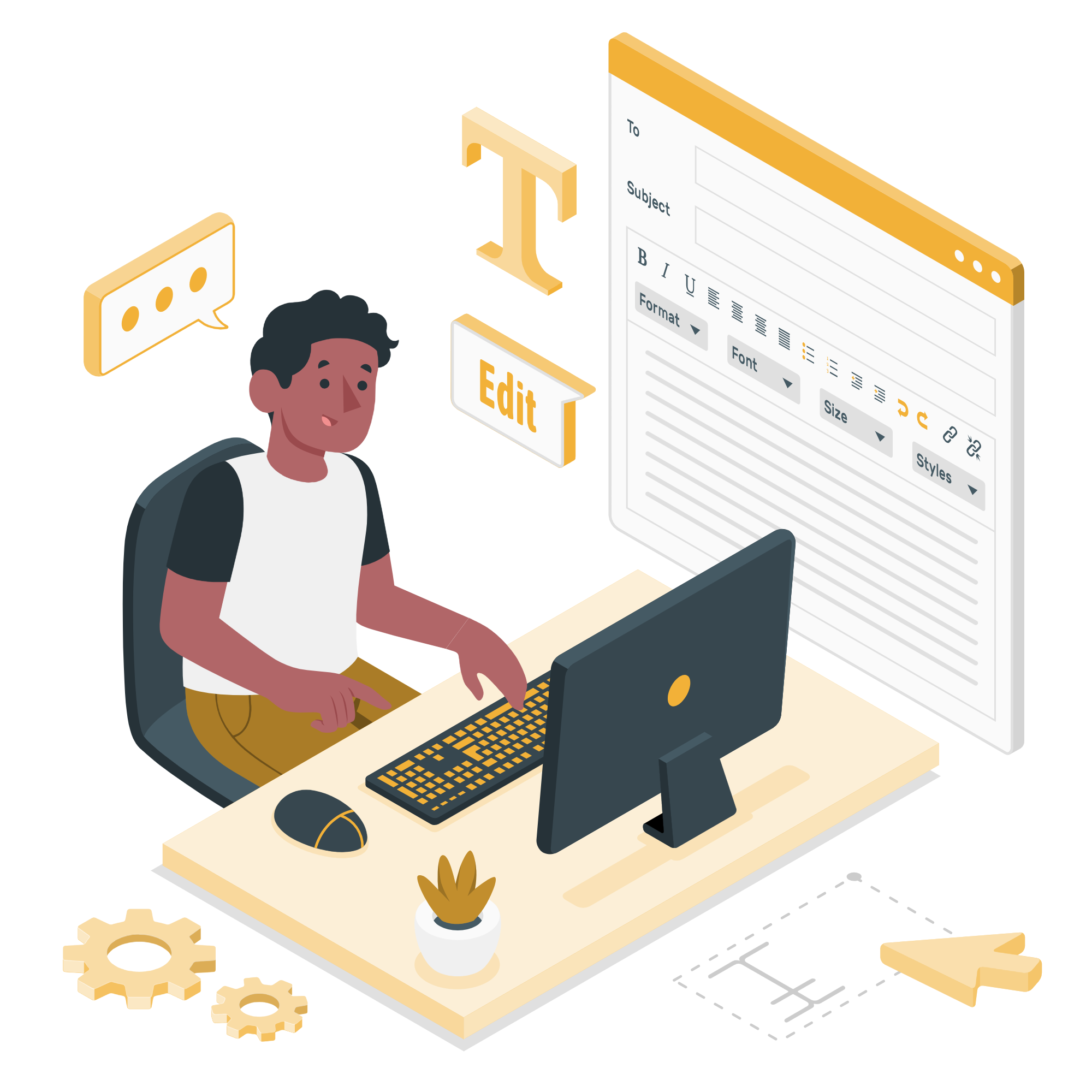 Illustration email professionnel Ouioweb