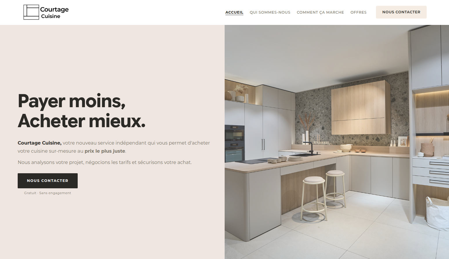 Création site Courtage Cuisine par Ouioweb