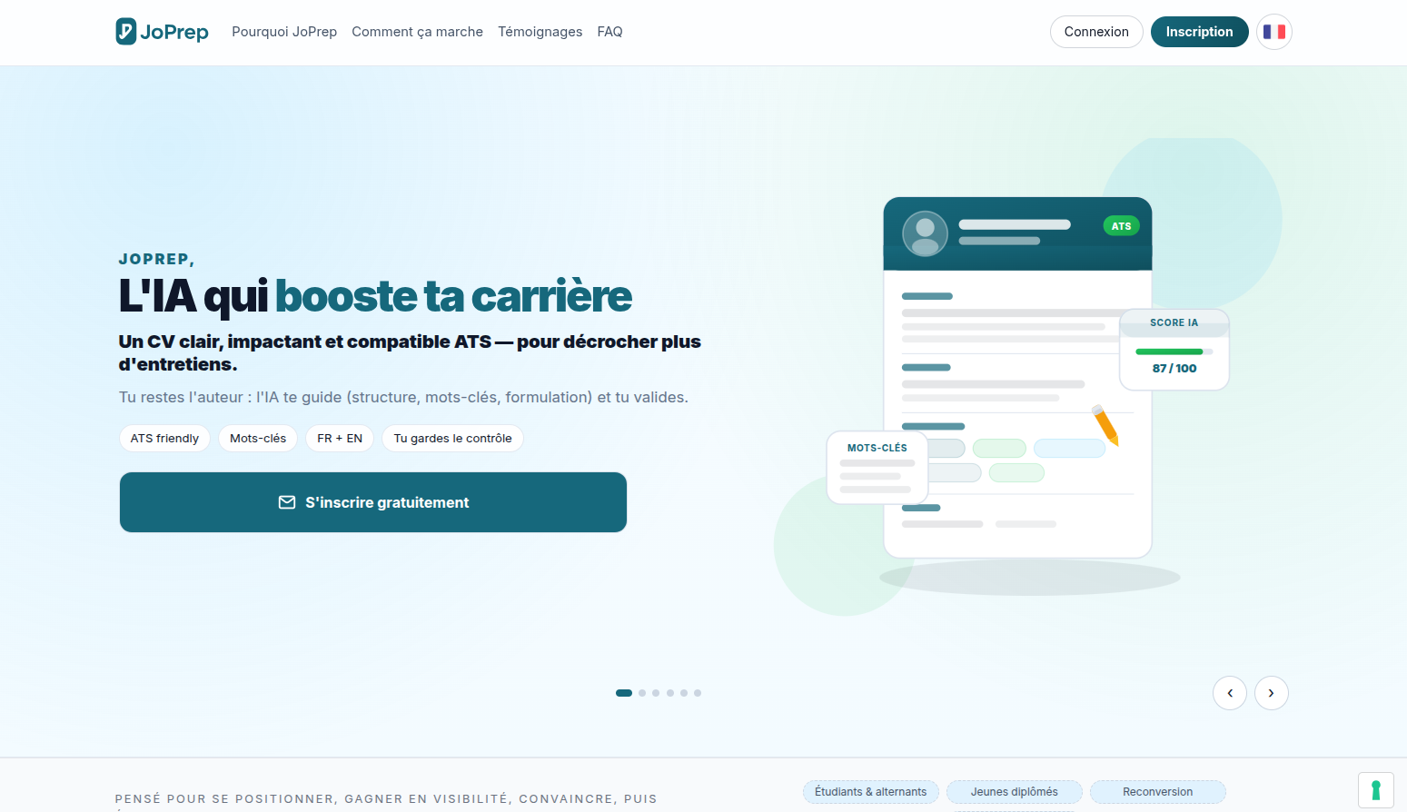 Plateforme IA JoPrep créée par Ouioweb